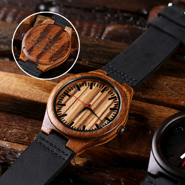 Engraved Molavic Bamboo Wood Wrist Watch TP-025402