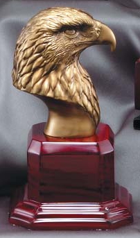 Gold Eagle Head Sculpture On Rosewood Base AE210