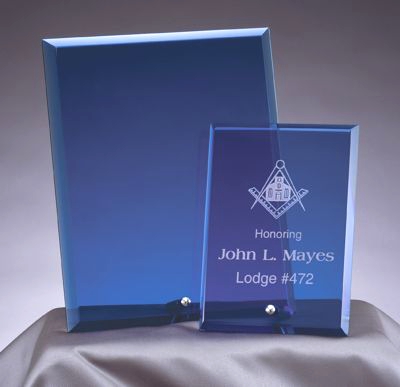 Stand Alone Blue Glass Award Plaques BL306