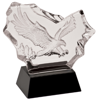 Carved Crystal Eagle On Black Crystal Pedestal CRY045