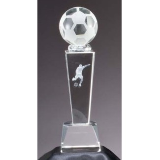 Laser Engraved Optical Crystal Soccer Award CRY214