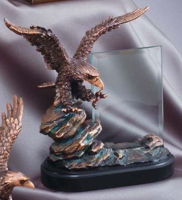 Bronze Eagle Sculpture With Glass Engraving Plate FRB806