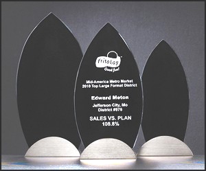 Black Glass Awards With Gunmetal Base G2538