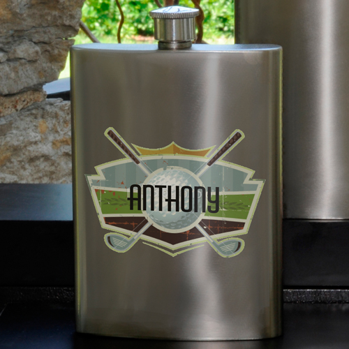 Personalized Guys Party 8oz Gunmetal Flask