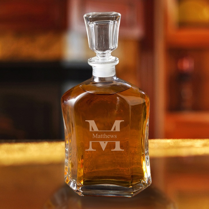 Monogrammed Whiskey Glass Decanter