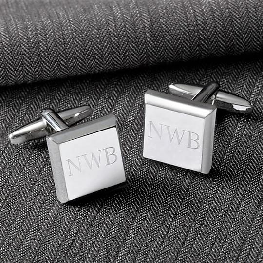 Engraved Square Modern Luxury Silver Cufflinks GC1300