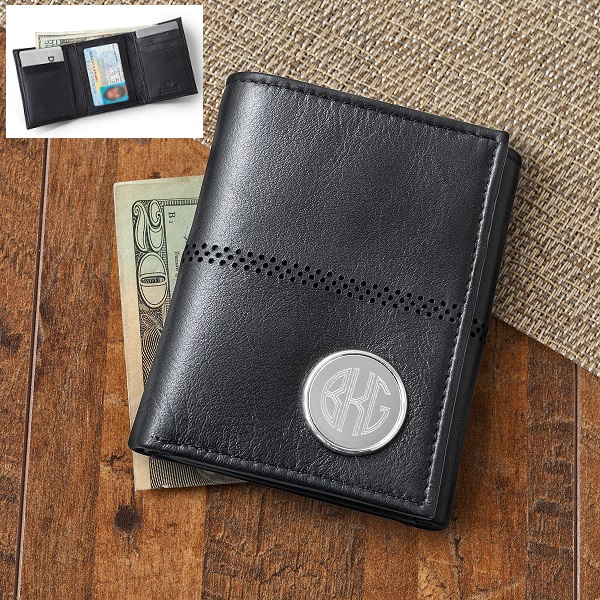Personalized Eisinger Smith Black Leather Tri-fold Wallet by Black Ace ...