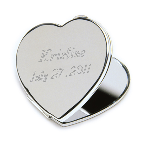 Engraved Heart Sterling Silver Mirror Compact GC190