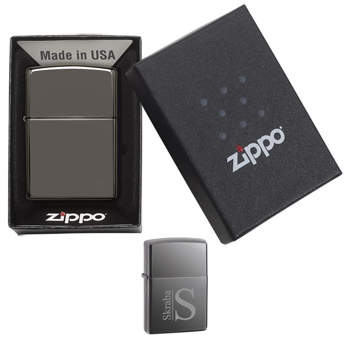 Engraved Slick Black Ice Zippo Lighter GC203