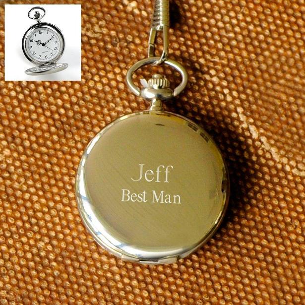 Engraved Stainless Steel Polished Quartz Pocket Watch GC242