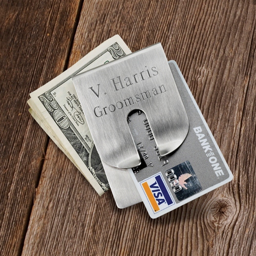 Harrison Engraved Smooth Silver Money Clip and Wallet GC266