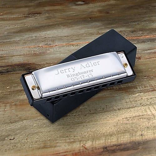 Engraved Stainless Steel Hohner Harmonica GC414
