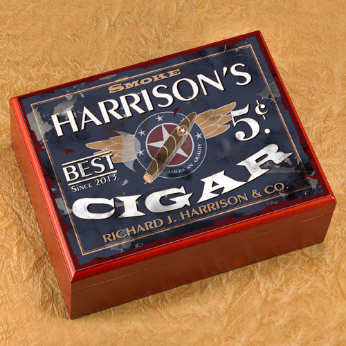 Personalized Premium Cherry Wood Humidor