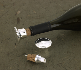 Engraved Silver Brass Wine Bottle Stopper and Pourer GC632
