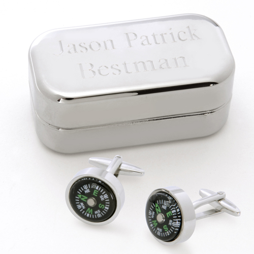 Dashing Cufflinks With Engraved Silver Case GC658