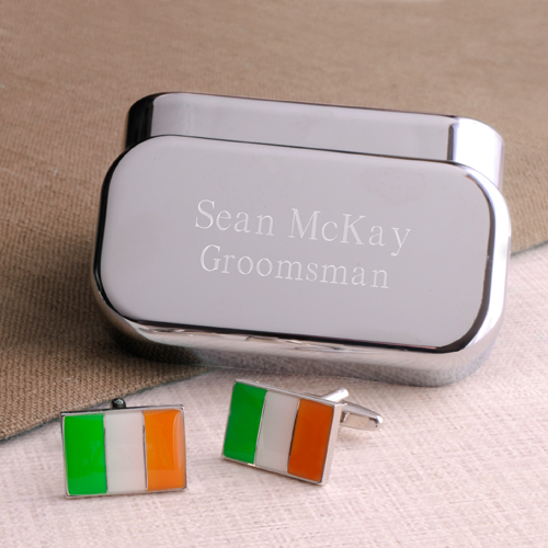 Irish Pride Cufflinks With Engraved Keepsake Box