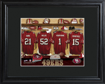 Personalized NFL Locker Room Black Framed Print