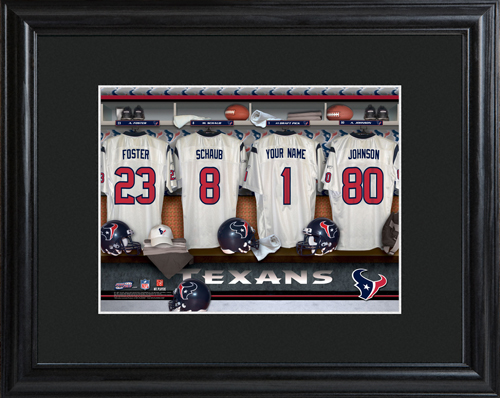 Personalized NFL Locker Room Black Framed Print