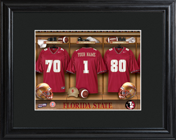 Custom NCAA Football Locker Room Black Framed Print