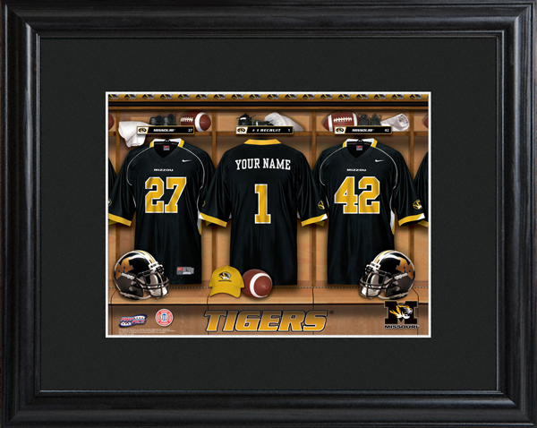 Custom NCAA Football Locker Room Black Framed Print