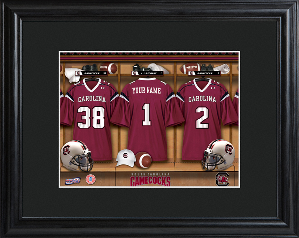 Custom NCAA Football Locker Room Black Framed Print