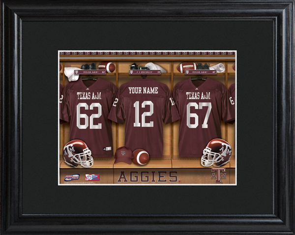 Custom NCAA Football Locker Room Black Framed Print