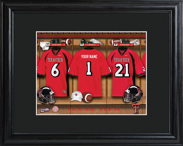 Custom NCAA Football Locker Room Black Framed Print