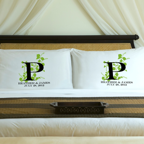 Custom Printed Natures Bliss Wedding Pillow Case Set