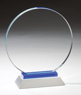 Round Glass Award With Silver Metal Base GL56