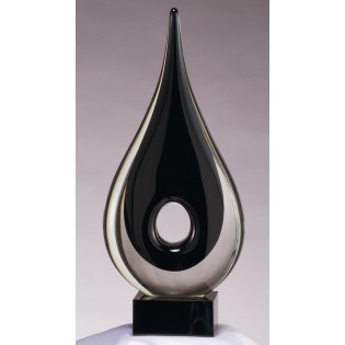 Black Raindrop Shaped Glass Art Sculpture GLSC32