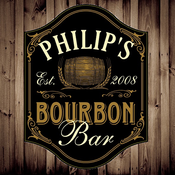 Custom Silk Screened Bourbon Bar Pub Sign OBC-5003-BOURBON-BAR