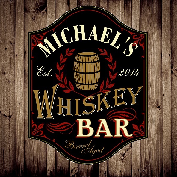 Custom Silk Screened Whiskey Bar Pub Sign OBC-5006-WHISKEY-BAR