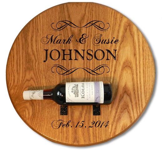 Personalized Barrel Head Sign With Wine Bottle Holder OBC-B502
