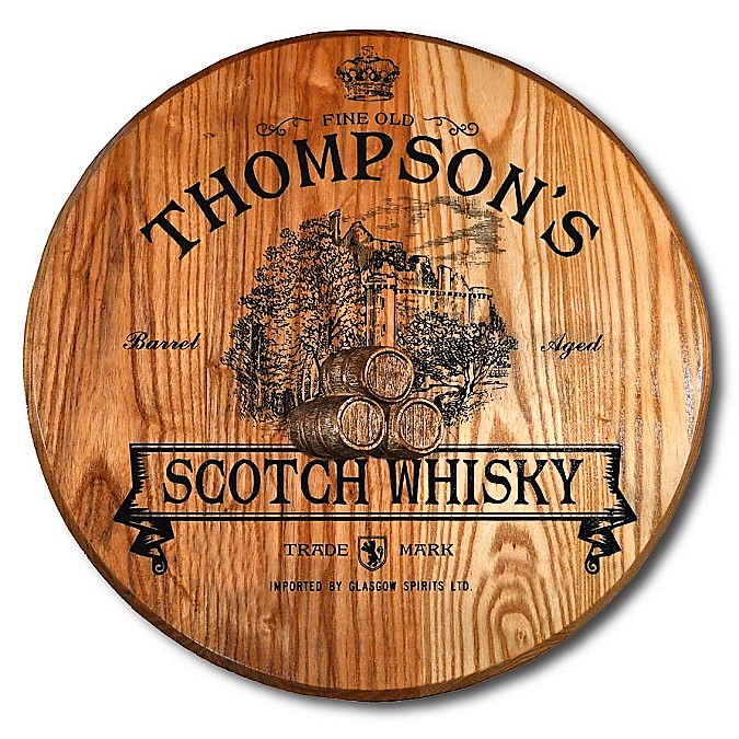Personalized Scotch Whisky Barrel Head Sign OBC-BHR-3D30-Scottish-Castle