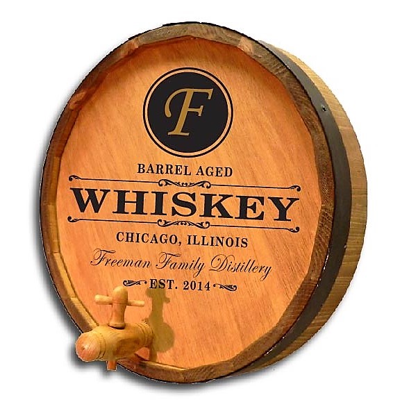 Custom Premium Aged Whiskey Quarter Barrel Sign OBC-QB-BA1