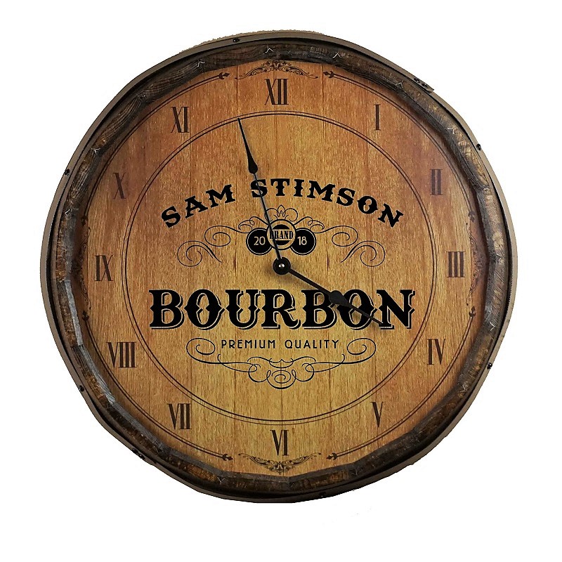 Personalized Crafted Bourbon Quarter Barrel Clock OBC-QB-CLOCK-B580
