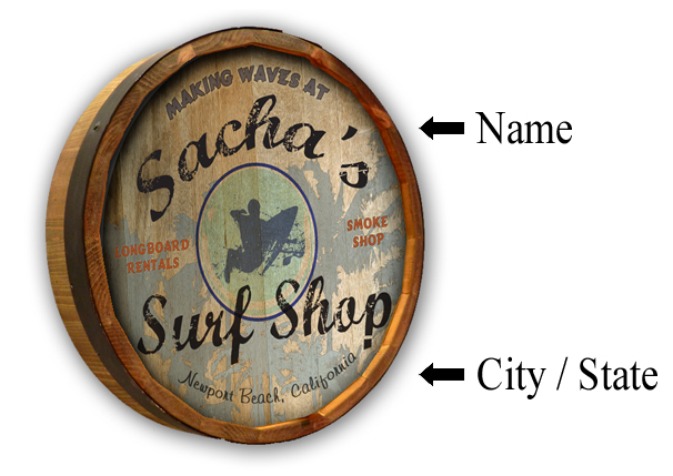 Personalized Home Bar Oak Quarter Barrel Sign