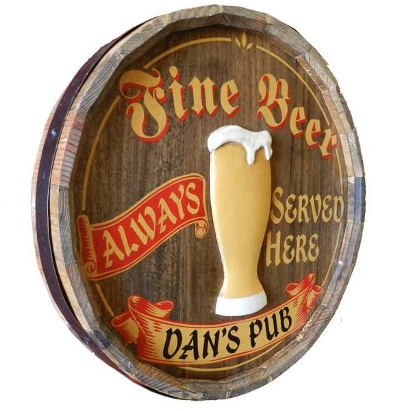 Personalized Fine Beer Quarter Barrel Sign OBC-QBX36