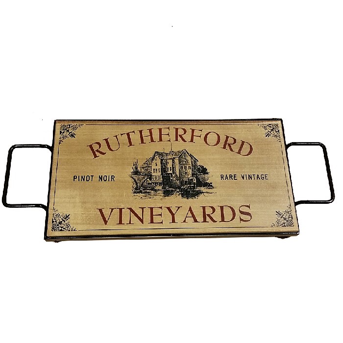 Personalized Vintage Vineyards Iron and Oak Serving Tray OBC-STVintage-Vineyards-101