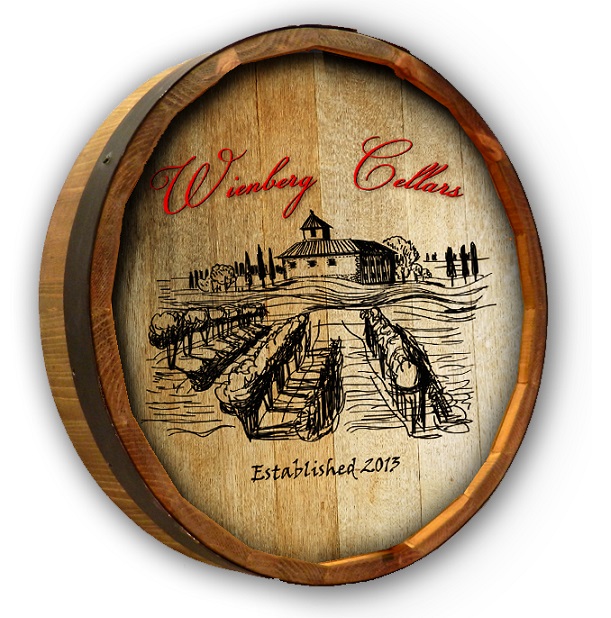 Personalized Rustic Wine Cellar Oak Quarter Barrel Sign OBC_QB_COLOR