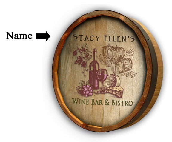 Personalized Rustic Wine Cellar Oak Quarter Barrel Sign