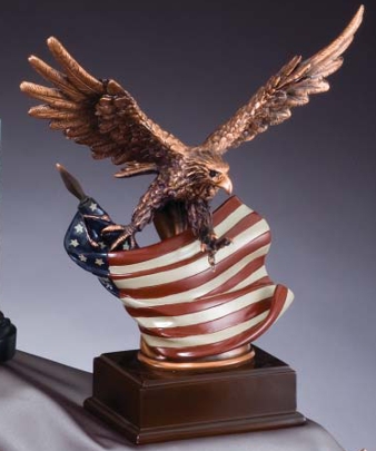 Eagle Resin With Rustic Flag RFB138