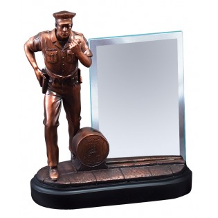 Bronze Resin Police Statue With Glass Engraving Plate RFB153
