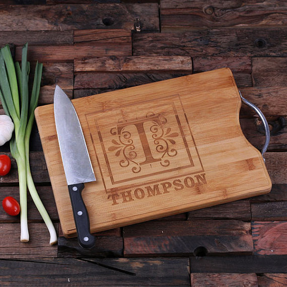 Engraved Wood Cutting Board With Steel Handle TP-024187