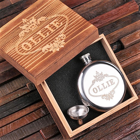 Engraved Round 5oz Stainless Steel Flask TP-024842