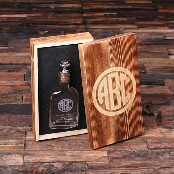 Personalized Vintage Whiskey Flask With Wood Gift Box TP-024900