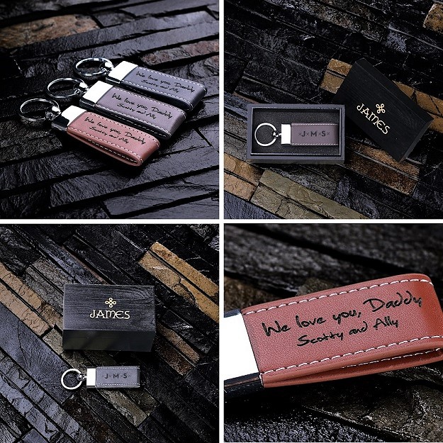 Personalized Leather Stitched Keychain TP-024917BLK