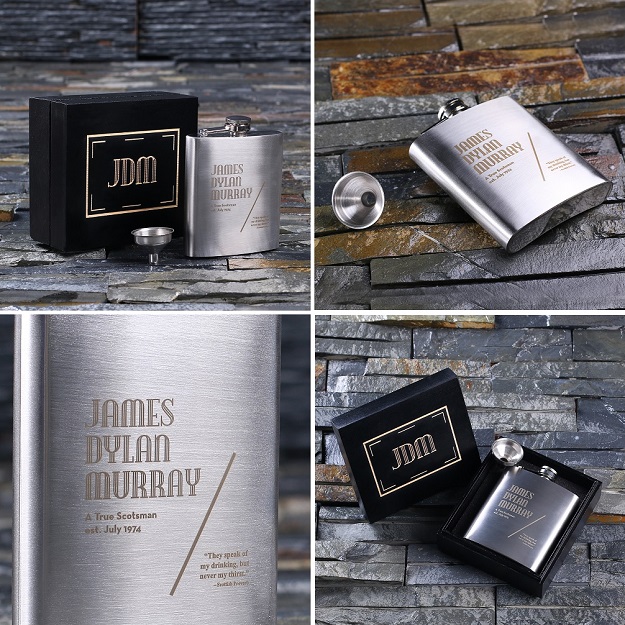 Personalized Mint Gent 7oz Flask With Funnel TP-024982BLK