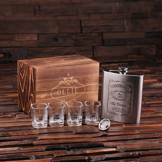 Personalized 4 Piece Flask and Shot Glasses Gift Set TP-025083