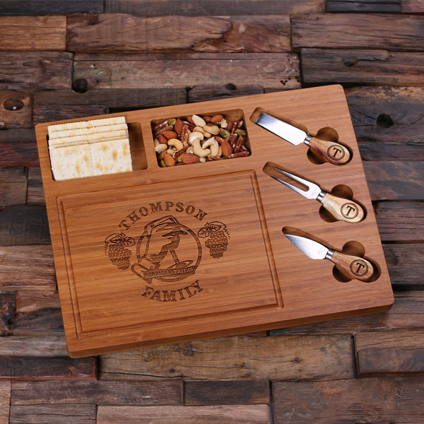 Engraved Bamboo Cutting Board and Serving Tray Set TP-025209